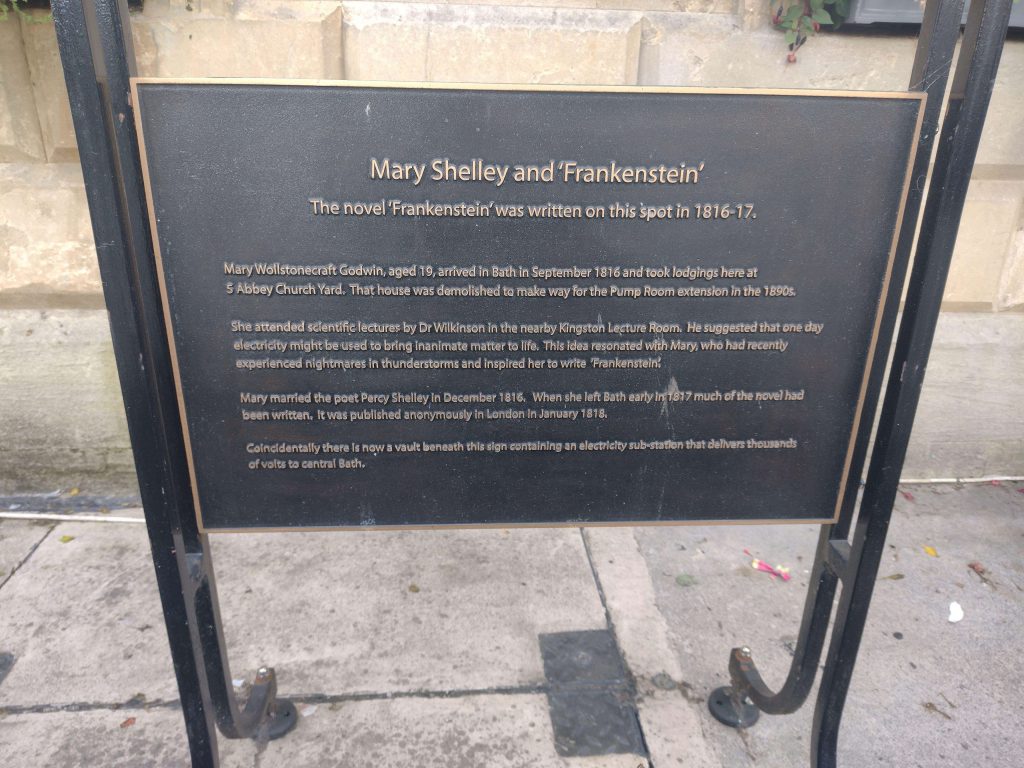 Sign outside where Mary Shelly's lodgings once stood Photo by Anne-Marie Shepherd ⓒ